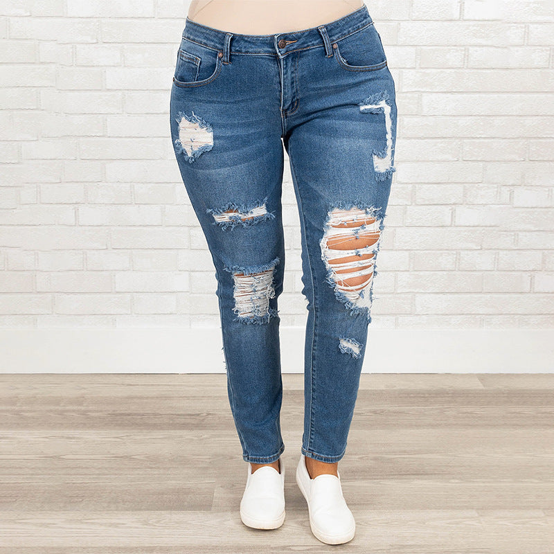 Women's Summer Plus Size Worn Fashion Jeans Women Women's Summer Plus Size Worn Fashion Jeans Women