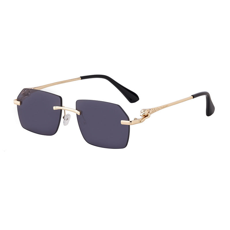 Frameless Trimming Leopard Temple Men Retro Square Frame Driving Sunglasses Frameless Trimming Leopard Temple Men Retro Square Frame Driving Sunglasses