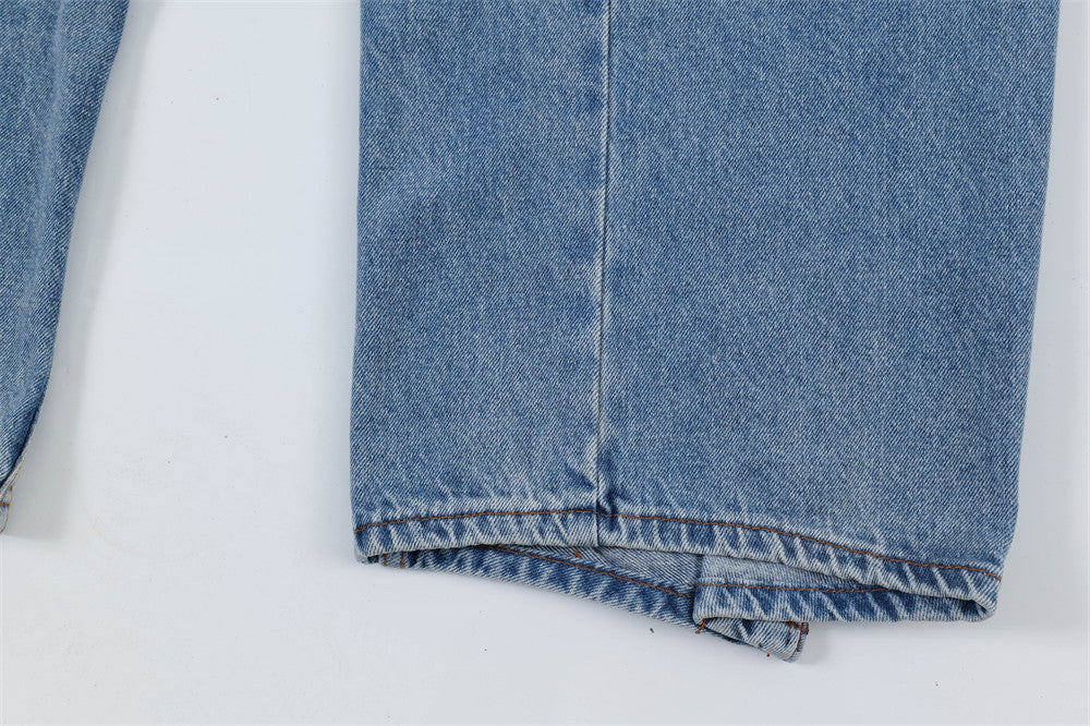 Men's American High Street Retro Washed Jeans Men's American High Street Retro Washed Jeans