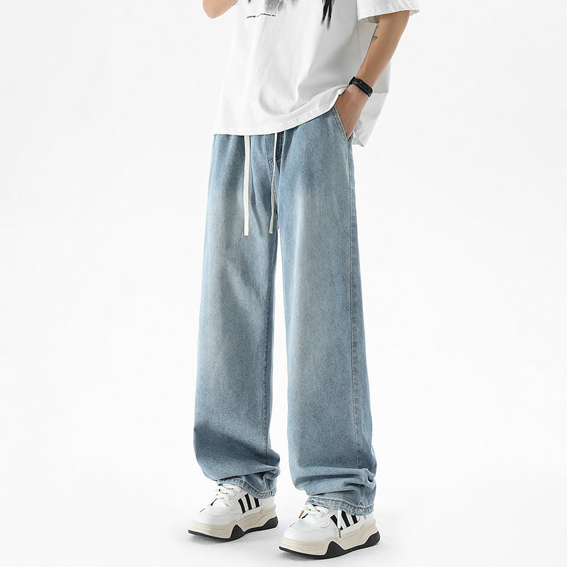 Fashion Personality Light Blue Ice Silk Jeans Men Fashion Personality Light Blue Ice Silk Jeans Men