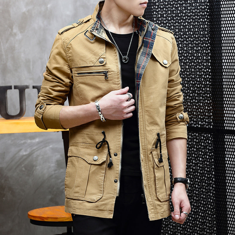 Military Jacket Young Men''s Korean Slim Fit Military Green Casual Military Jacket Young Men''s Korean Slim Fit Military Green Casual