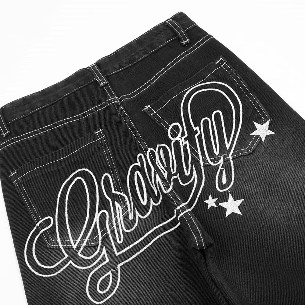 Letter Embroidered Straight Jeans For Men Letter Embroidered Straight Jeans For Men