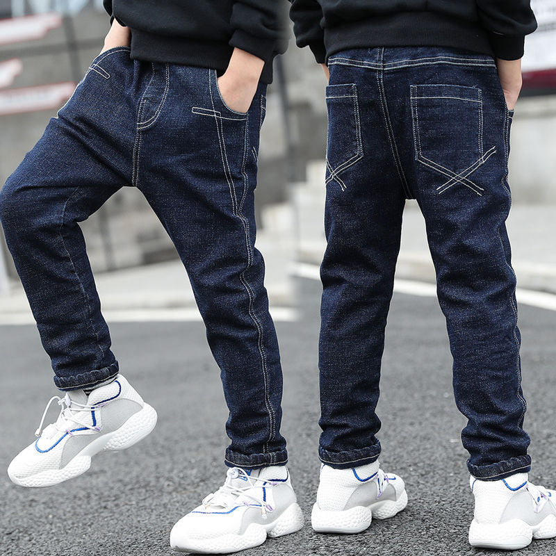 Boys Jeans Autumn And Winter New One-piece Velvet Boys Jeans Autumn And Winter New One-piece Velvet
