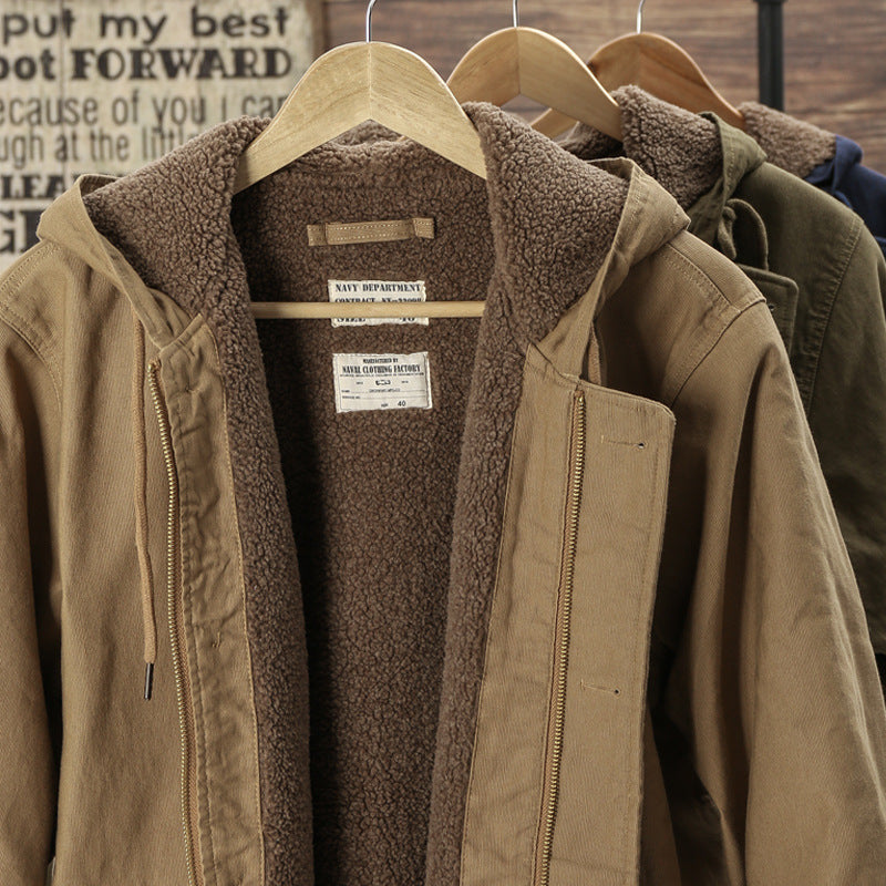 Men Lamb Wool Coat With Velvet Padded Men Lamb Wool Coat With Velvet Padded