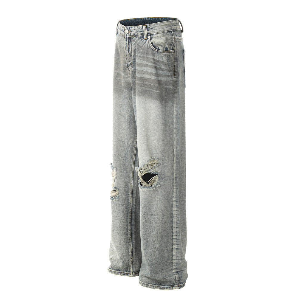 Gradient Washed Ripped Jeans For Men Gradient Washed Ripped Jeans For Men