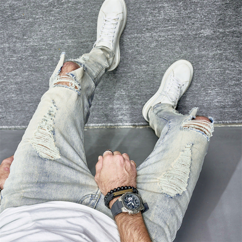 Skinny Motorcycle Jeans Men's Fashion Skinny Motorcycle Jeans Men's Fashion