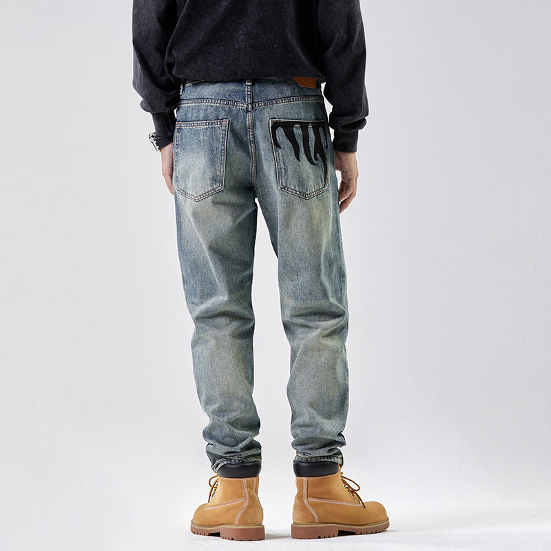 Blue Distressed Loose Straight Jeans Blue Distressed Loose Straight Jeans