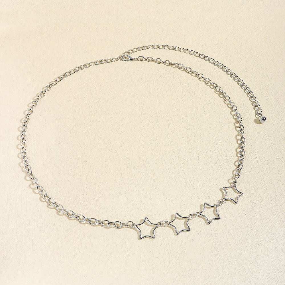 Simple Fashion Men And Women Star Metal Waist Chain Sexy Cutout Five-pointed Star Body Chain Jeans Dress Accessories Simple Fashion Men And Women Star Metal Waist Chain Sexy Cutout Five-pointed Star Body Chain Jeans Dress Accessories