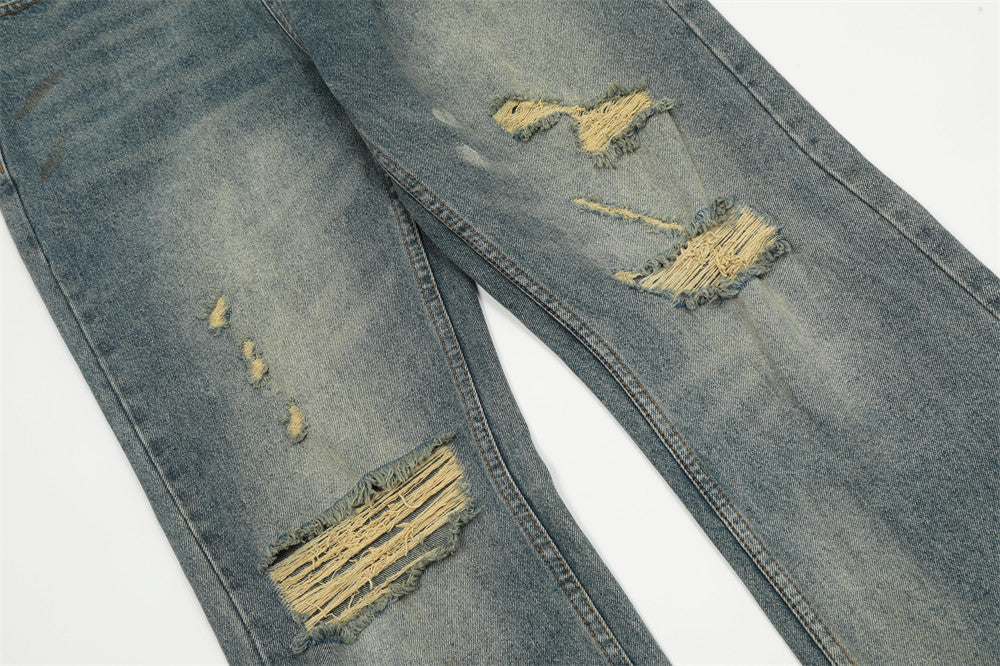 Fashion Personality Water Washed Hole Jeans For Men Fashion Personality Water Washed Hole Jeans For Men