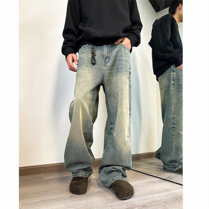 Jeans Men's Loose Straight Mop Pants Jeans Men's Loose Straight Mop Pants