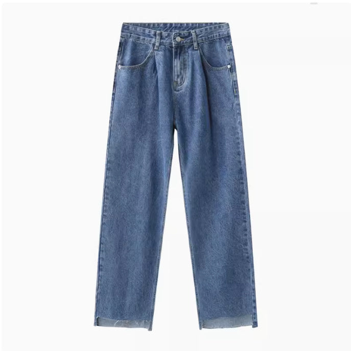 Retro Casual Irregular Slit Simple Jeans Retro Casual Irregular Slit Simple Jeans
