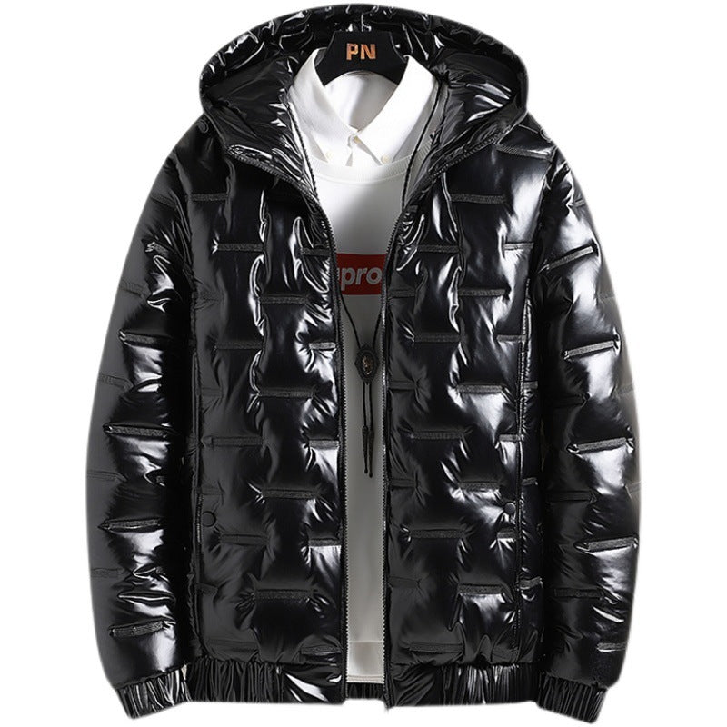 Winter Warm Men's New Hooded Jacket Casual Shiny Cotton Coat Short Winter Warm Men's New Hooded Jacket Casual Shiny Cotton Coat Short
