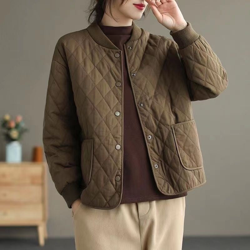 Cotton Coat Women's Autumn And Winter Rhombic Quilted Thin And Lightweight Cotton-padded Jacket Cotton Coat Women's Autumn And Winter Rhombic Quilted Thin And Lightweight Cotton-padded Jacket