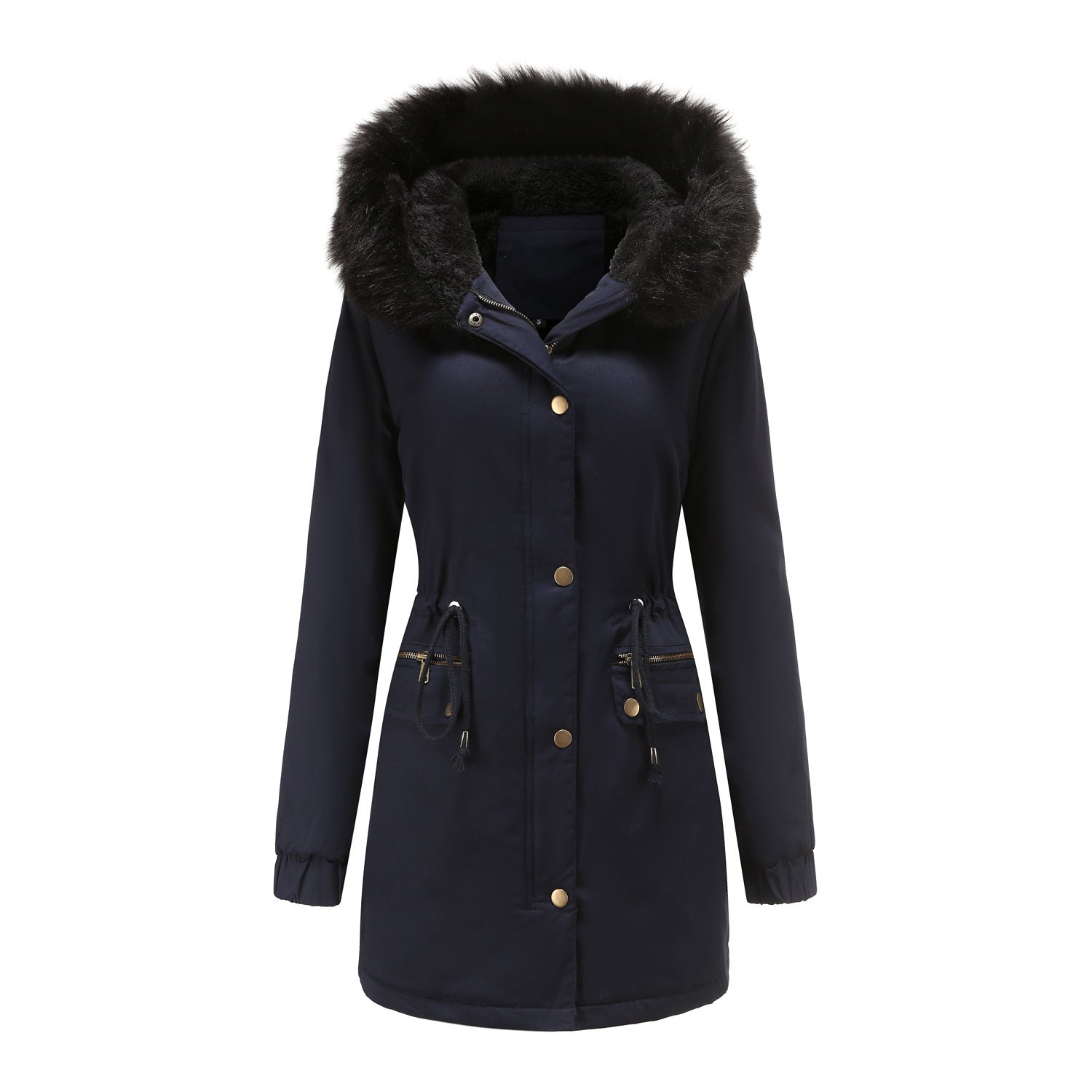 Women's Mid-length Fur Collar Coat Parker Cotton-padded Coat Women's Mid-length Fur Collar Coat Parker Cotton-padded Coat