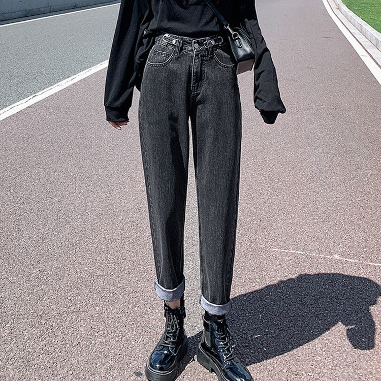 Summer Thin Black Harlan Jeans Women Summer Thin Black Harlan Jeans Women"s Spring Slim High Waist