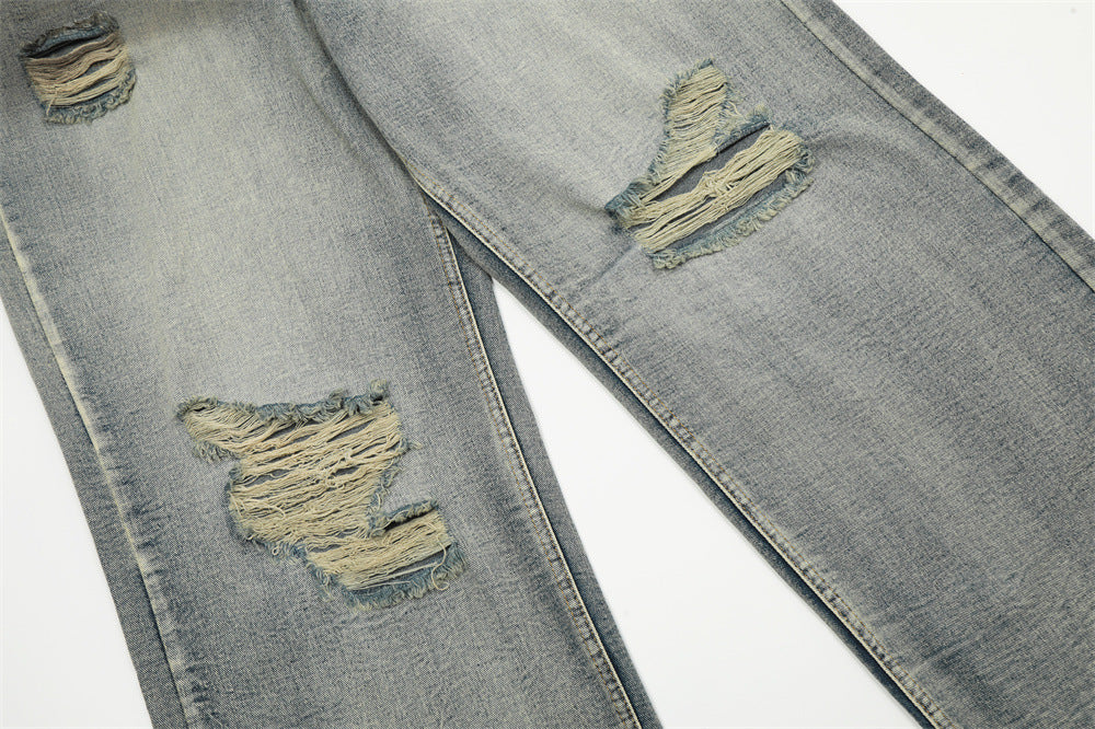 Gradient Washed Ripped Jeans For Men Gradient Washed Ripped Jeans For Men