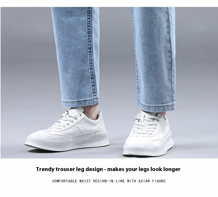 Men's Slim Fit Cropped Casual Light-colored Jeans Men's Slim Fit Cropped Casual Light-colored Jeans