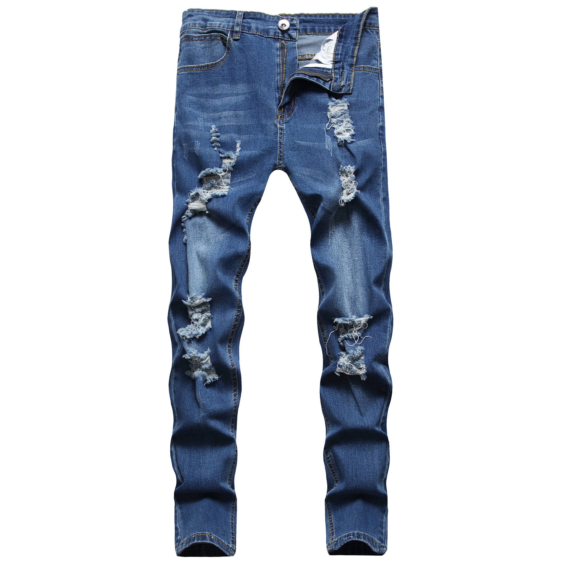 Men's Ripped Slim Jeans Fashion Casual Ankle Banded Pants Men's Ripped Slim Jeans Fashion Casual Ankle Banded Pants