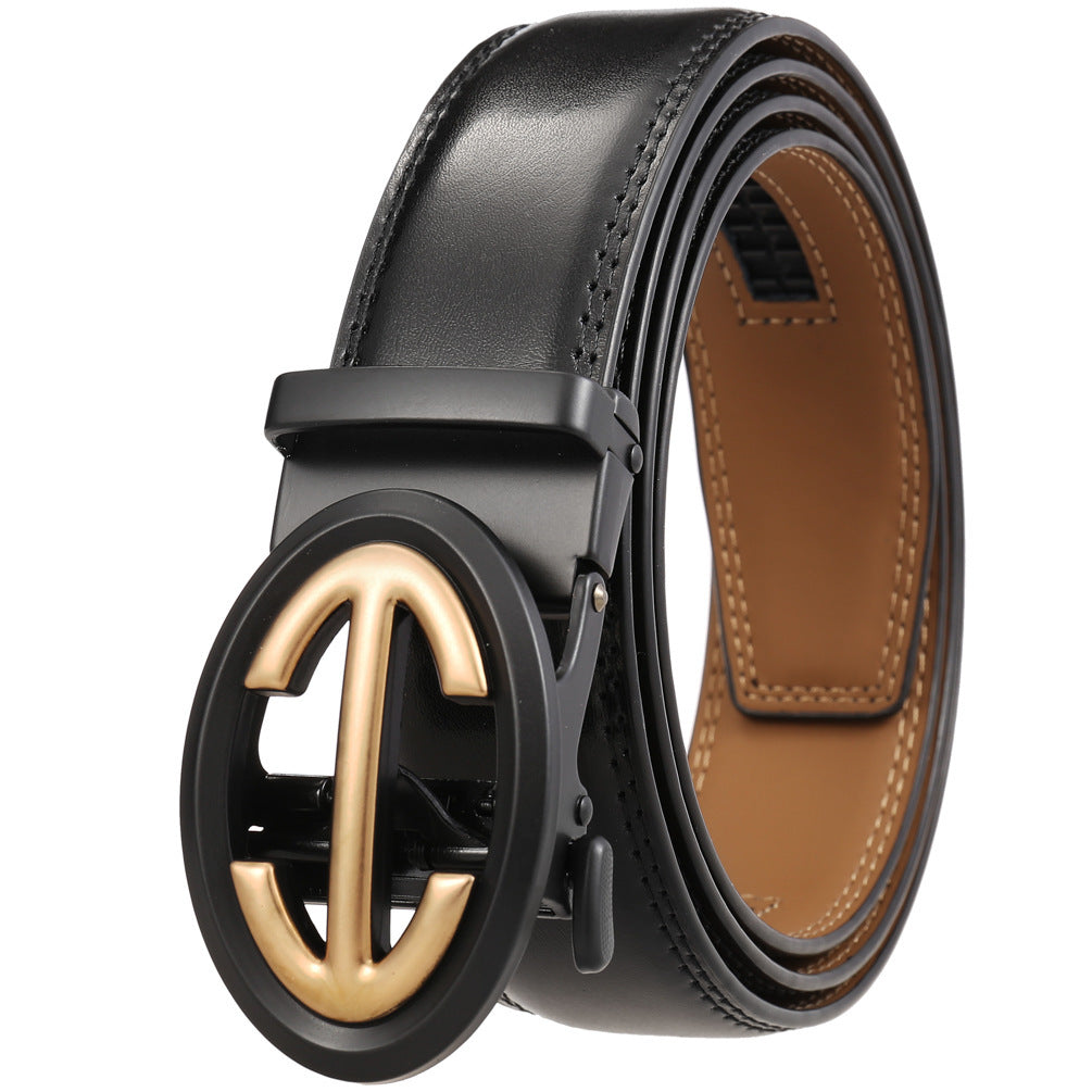 Automatic Alloy Buckle Belt Men's Simple Two-layer Cowhide Automatic Alloy Buckle Belt Men's Simple Two-layer Cowhide