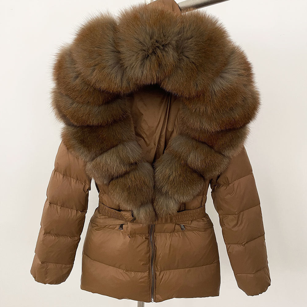 Short Women's Thickened Slim Fit Waist-tight Fur Down Jacket Short Women's Thickened Slim Fit Waist-tight Fur Down Jacket