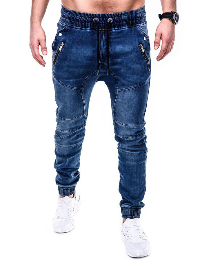 Washed Denim Casual Pants Bunch Jeans Washed Denim Casual Pants Bunch Jeans