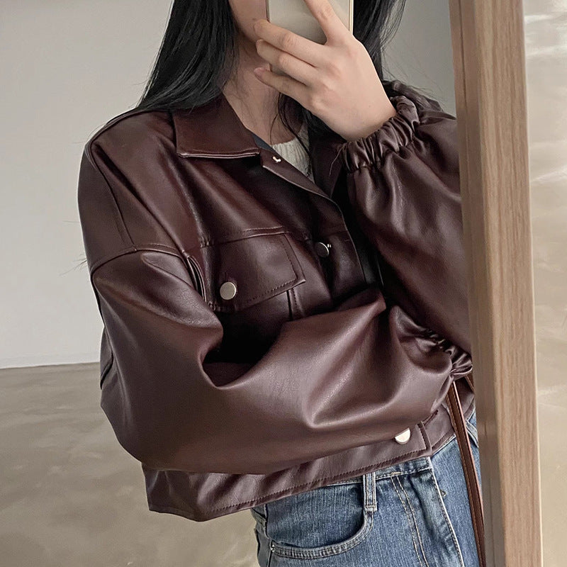 Versatile Short Jacket PU Leather Women Versatile Short Jacket PU Leather Women