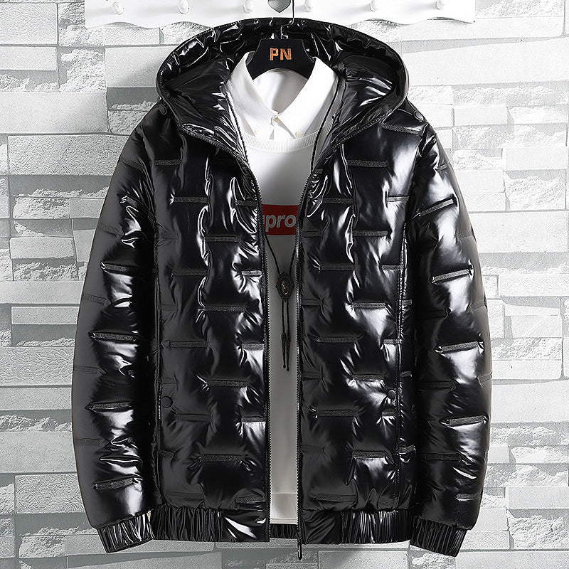 Winter Warm Men's New Hooded Jacket Casual Shiny Cotton Coat Short Winter Warm Men's New Hooded Jacket Casual Shiny Cotton Coat Short