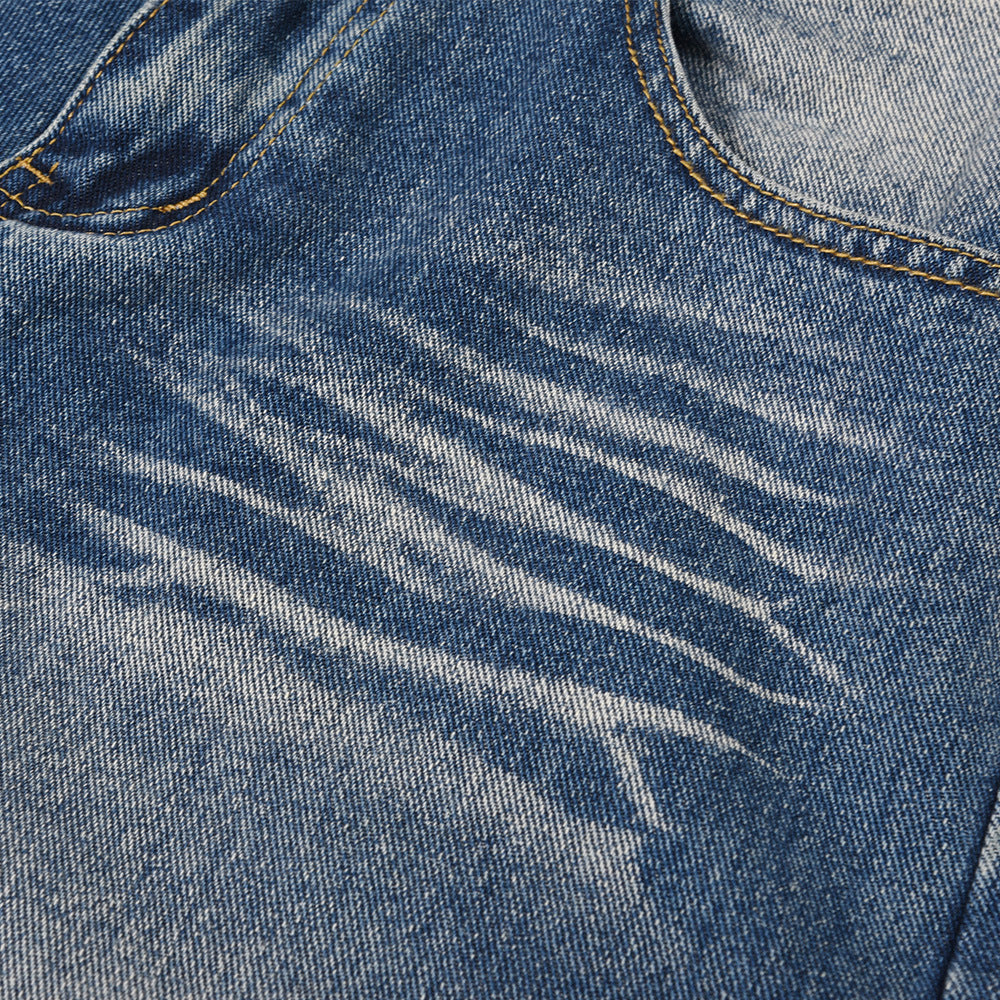 Washed White Pleated Straight Jeans For Men Washed White Pleated Straight Jeans For Men
