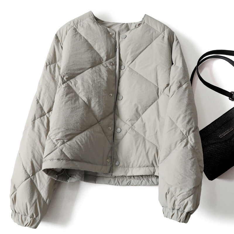 Gray Lattice Short Cotton Jacket Women Gray Lattice Short Cotton Jacket Women