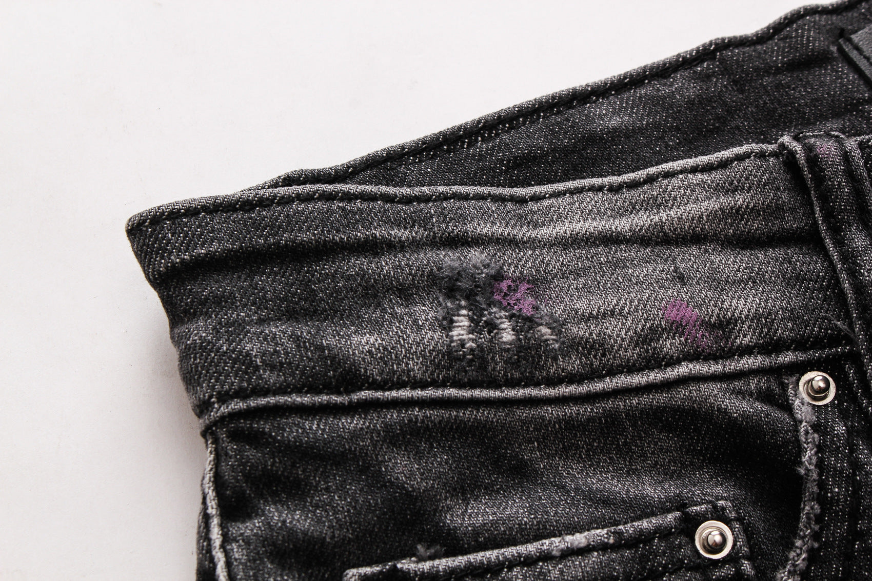 Men's Ripped Patch Jeans Youth Slim Pants Biker Pants Inkjet Personality Men's Ripped Patch Jeans Youth Slim Pants Biker Pants Inkjet Personality