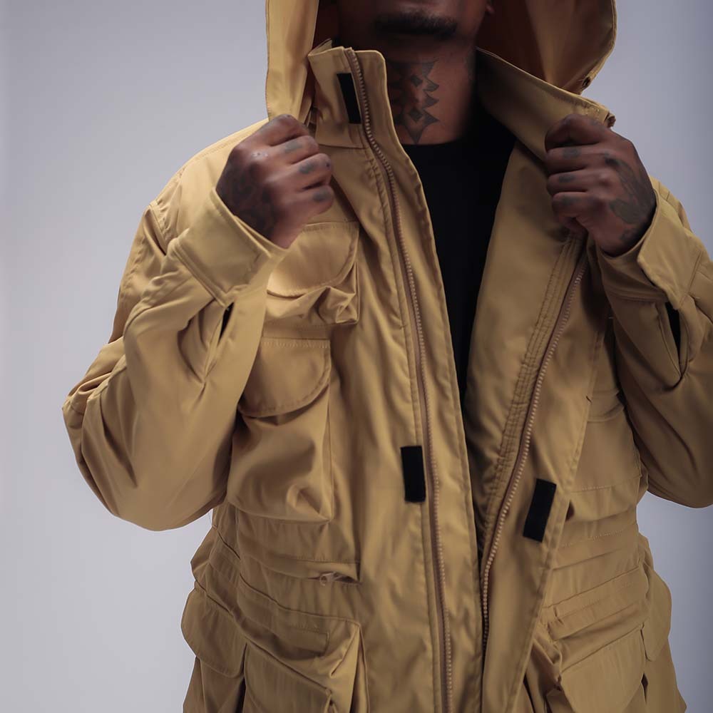 Multi Pocket Functional Work Coat Loose Warm Stand Collar Multi Pocket Functional Work Coat Loose Warm Stand Collar