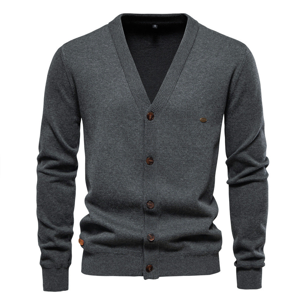 Men's Cardigan Sweater High Quality Business Pure Color Knitwear Men's Cardigan Sweater High Quality Business Pure Color Knitwear