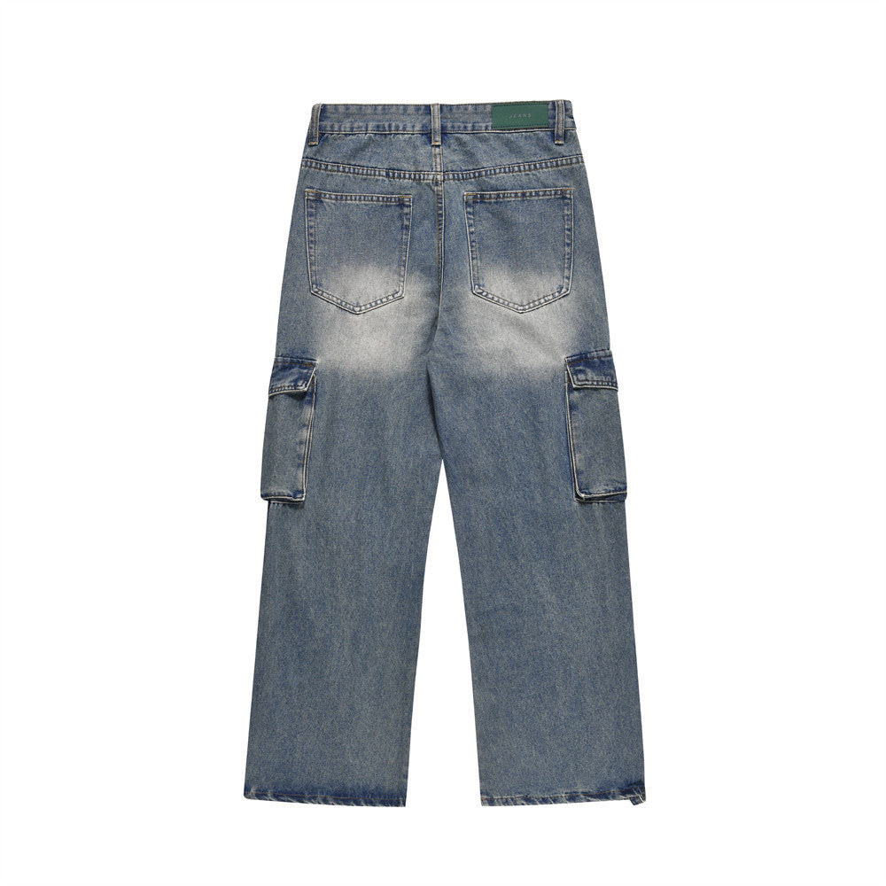 Bright White Washing Water Cargo Jeans Men Bright White Washing Water Cargo Jeans Men