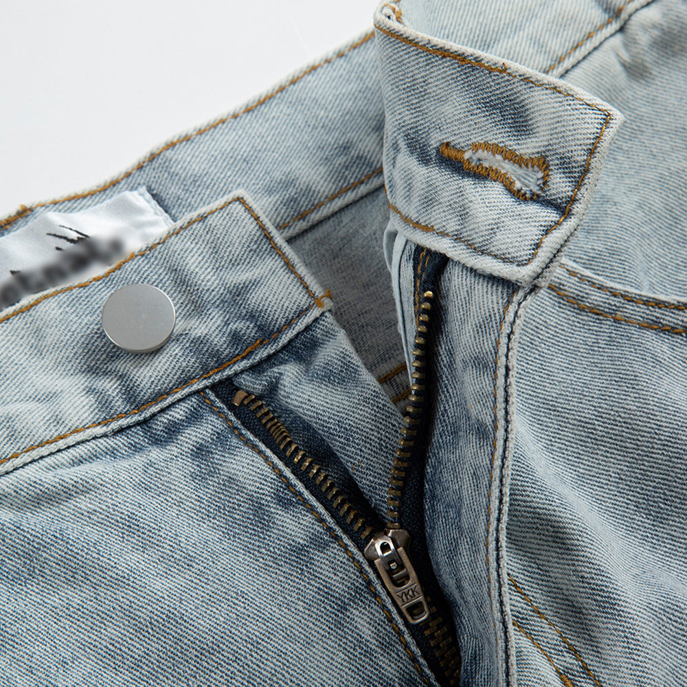 Punk Hole & Patch Jeans Men's Loose Retro Punk Hole & Patch Jeans Men's Loose Retro