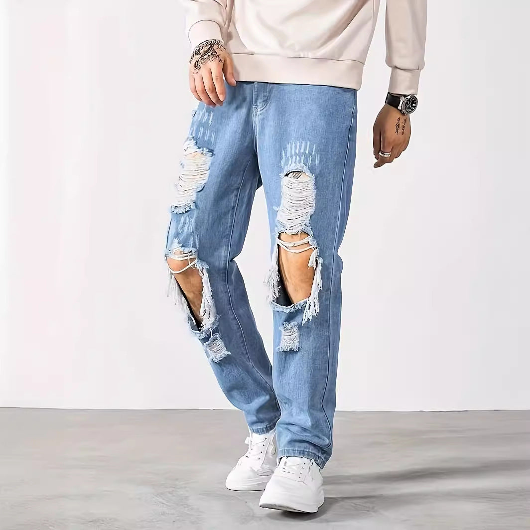 Ripped Men Fashion Brands Korean Style Scrape Cropped Pants Ripped Men Fashion Brands Korean Style Scrape Cropped Pants