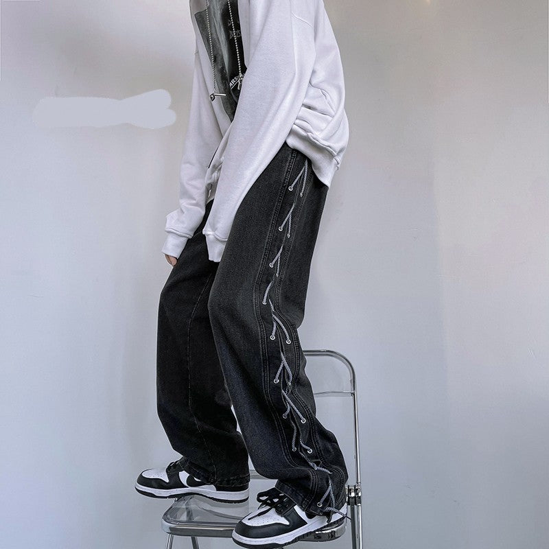 Hiphop High Street American Jeans Design Niche Wide Leg Pants For Men Hiphop High Street American Jeans Design Niche Wide Leg Pants For Men