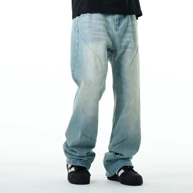 Washed Distressed Casual Jeans Straight Loose Thin Simple Washed Distressed Casual Jeans Straight Loose Thin Simple