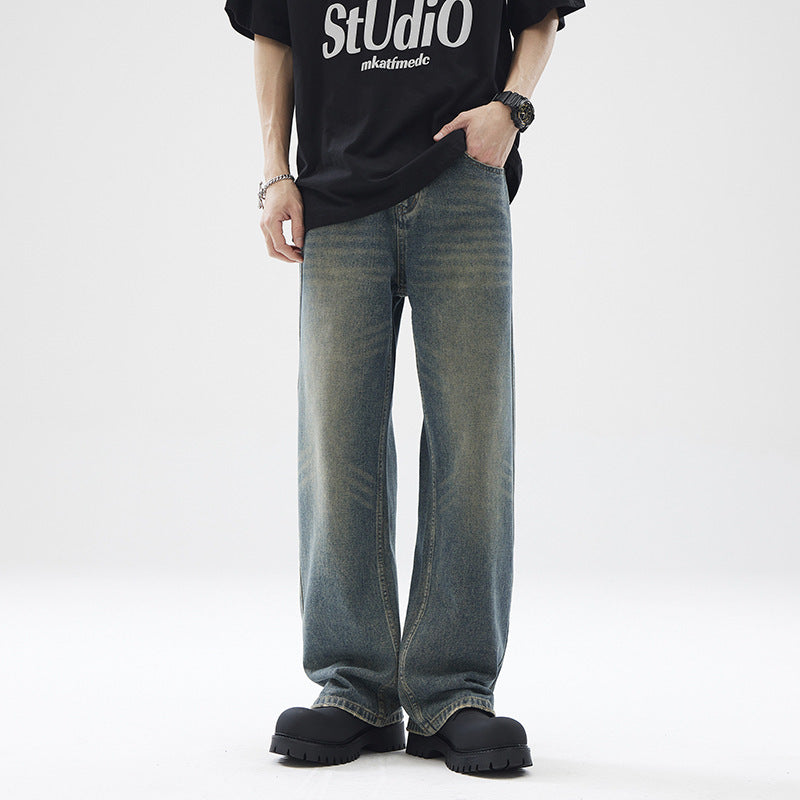 Washed Distressed Loose Jeans For Men Washed Distressed Loose Jeans For Men