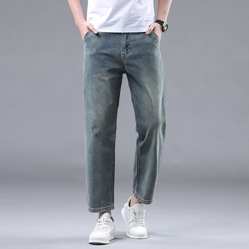 Men's Slim Fit Cropped Casual Light-colored Jeans Men's Slim Fit Cropped Casual Light-colored Jeans