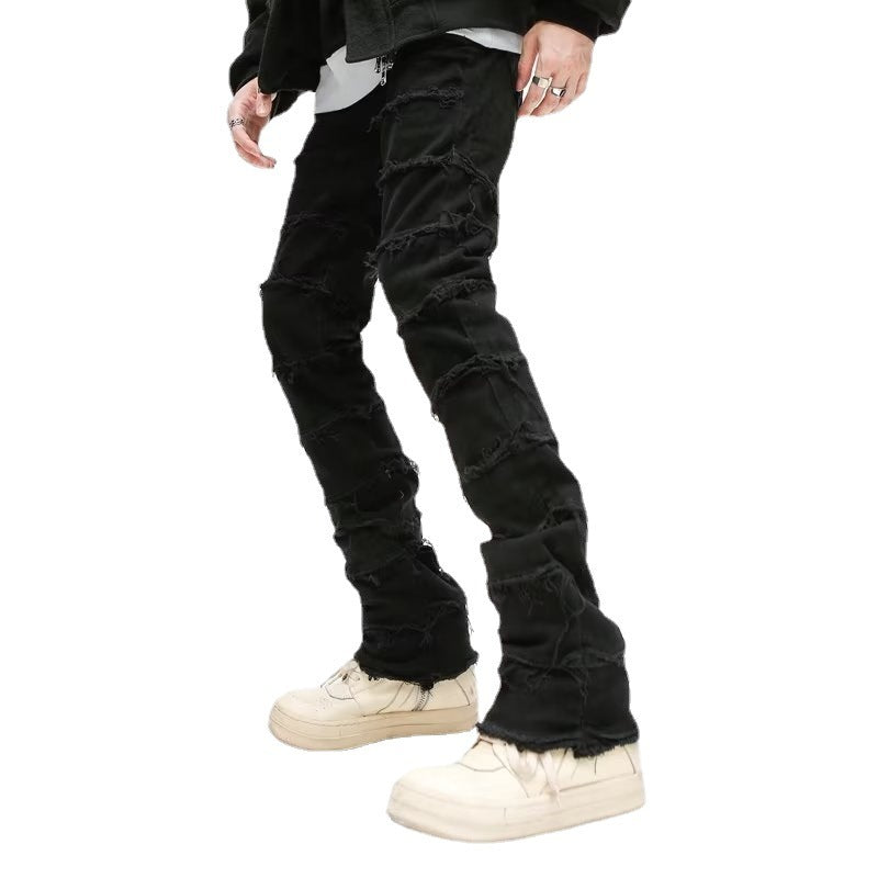 Shredded Hem Jeans Straight Slimming Boot Shorts Men Shredded Hem Jeans Straight Slimming Boot Shorts Men