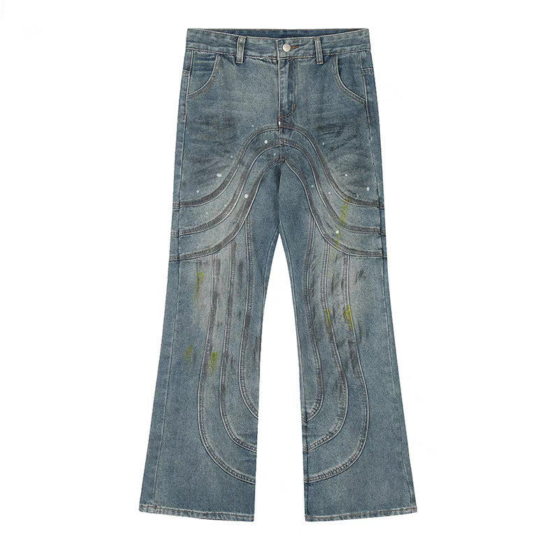 Men's Design Stitching Jeans Loose Men's Design Stitching Jeans Loose