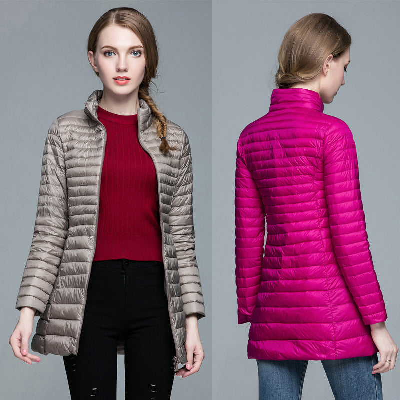 Autumn And Winter New Down Jacket Women's Lightweight Stand Collar Mid-length Slim Fit Slimming Plus Size Coat Autumn And Winter New Down Jacket Women's Lightweight Stand Collar Mid-length Slim Fit Slimming Plus Size Coat