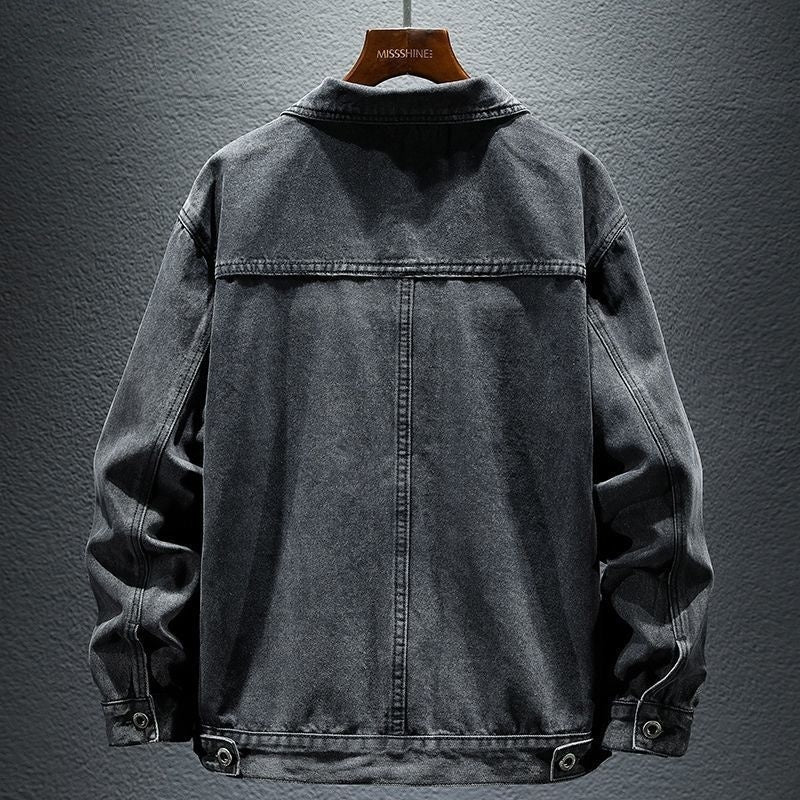 High-grade Black And Gray Denim Coat Men's Autumn New High-grade Black And Gray Denim Coat Men's Autumn New