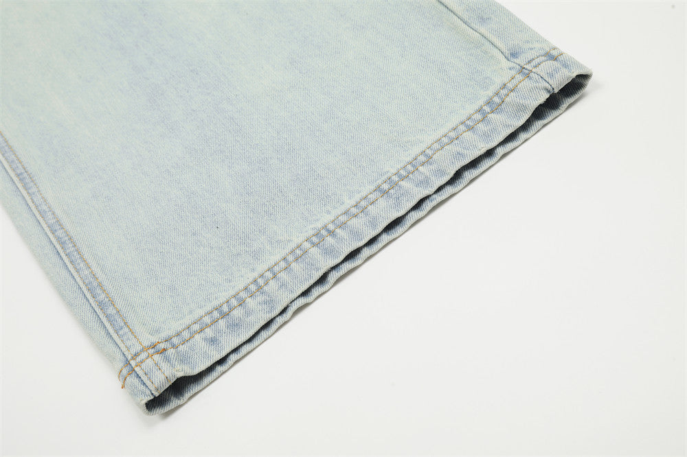 Light Color Washing Water Wide-leg Jeans Men Light Color Washing Water Wide-leg Jeans Men