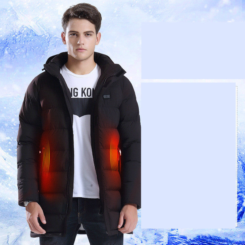 Long Coat Hooded Heating Jacket Cold Proof Cotton Clothes Long Coat Hooded Heating Jacket Cold Proof Cotton Clothes