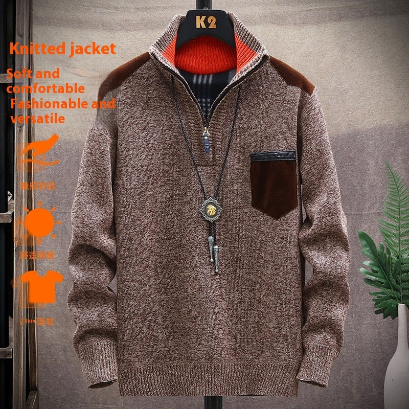 Men's Half Turtleneck Zipper Thick Needle Sweater Fashion Men's Half Turtleneck Zipper Thick Needle Sweater Fashion