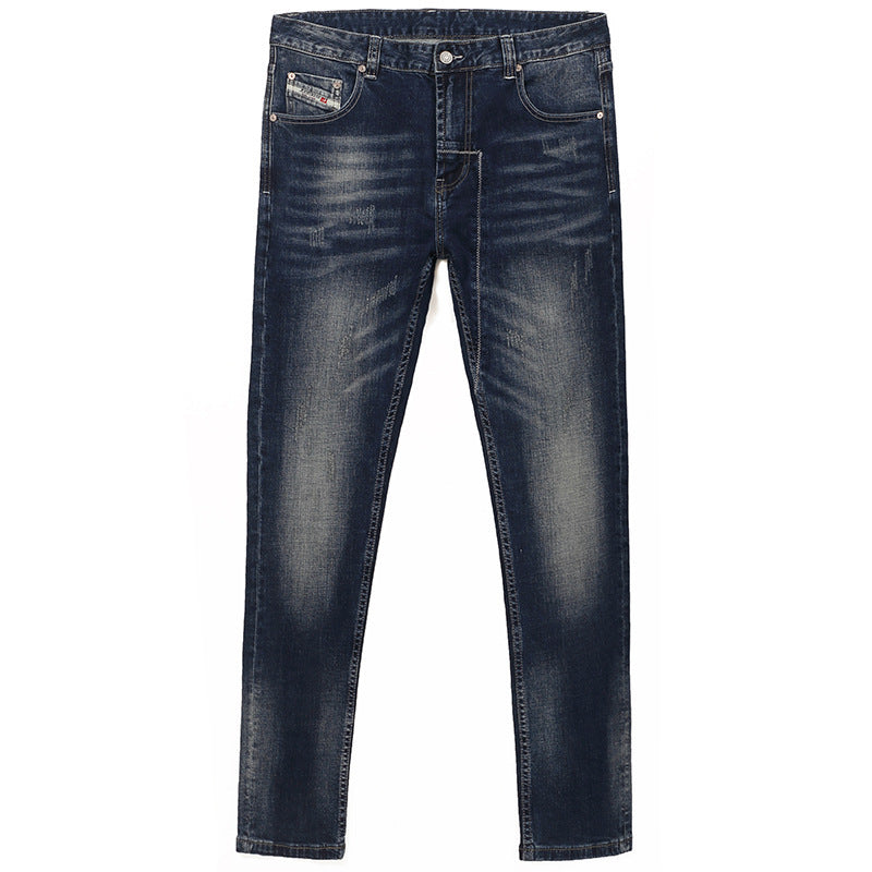 Men's Retro Elastic Slim Fit Small Straight Leg Jeans Men's Retro Elastic Slim Fit Small Straight Leg Jeans