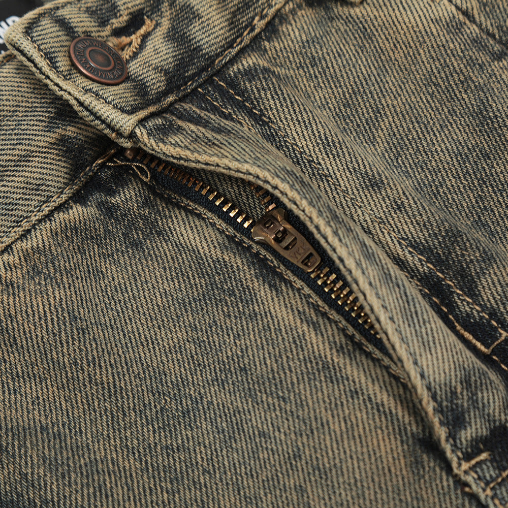 Washed Jeans Punk Fashion Brand Men Washed Jeans Punk Fashion Brand Men