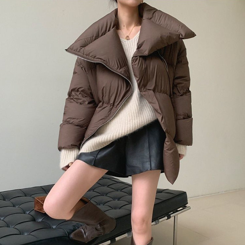 Women's Brown Lapel Winter Coat Women's Brown Lapel Winter Coat