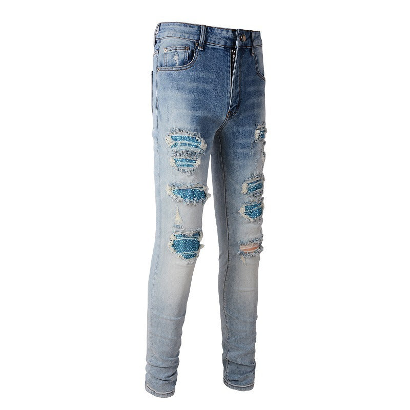High Street Blue Diamond Washed Jeans Men High Street Blue Diamond Washed Jeans Men
